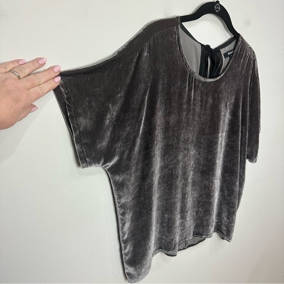 Madewell Velvet Tie Back Top Charcoal Gray - Picture 5 of 8